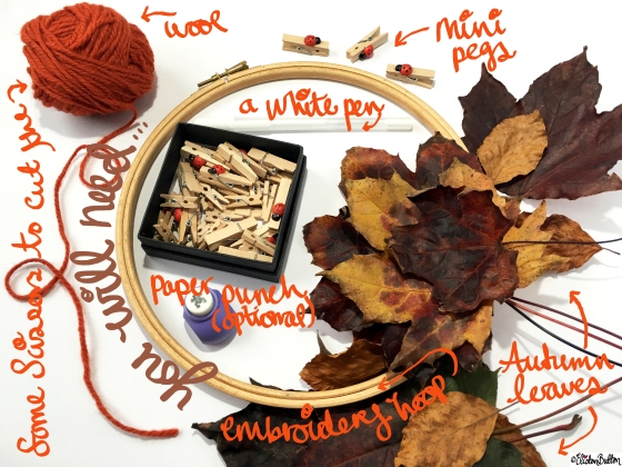 Supplies for an Autumn Leaf Art Hanging Mobile - Tutorial Tuesday – Autumn Leaf Art Mobile at www.elistonbutton.com - Eliston Button - That Crafty Kid