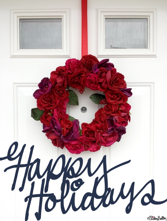 Happy Holidays Hand Lettering and Rose Floral Christmas Wreath - What a Year! (Merry Christmas & Happy Holidays!)